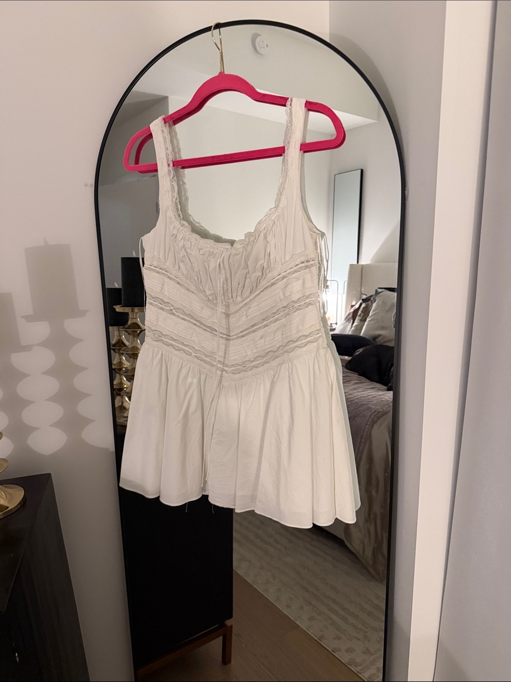 House of CB White Lace-Trim Camisole dress